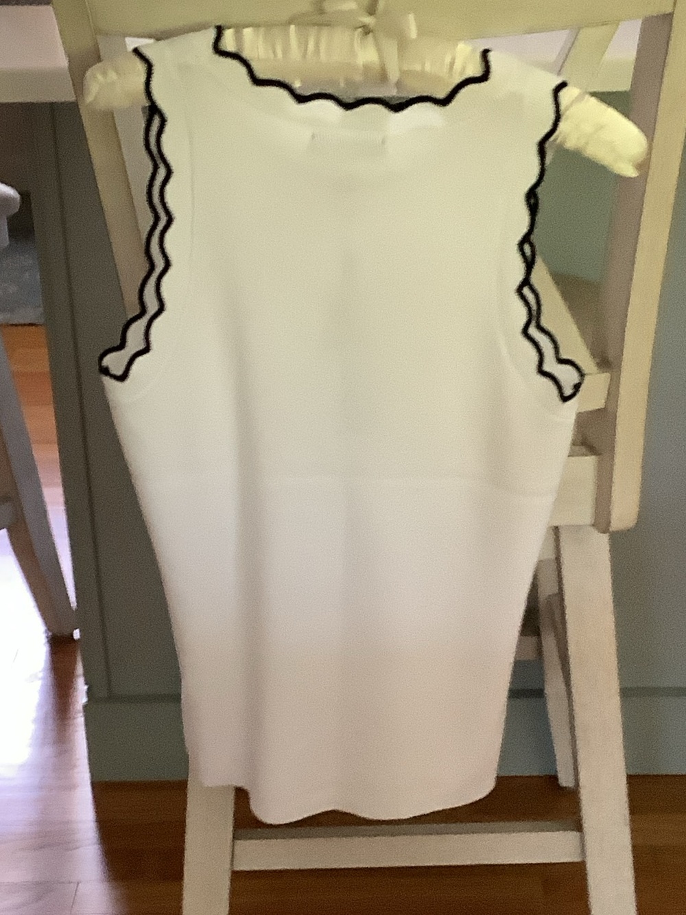Cable & Gauge White Tank with Black Scalloped Trim Accents - Picture 2 of 4